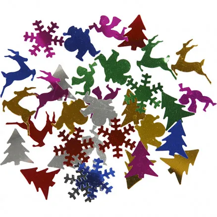 Paljetter, metallfärger, storlek 15 mm, 250 g/1 förp.